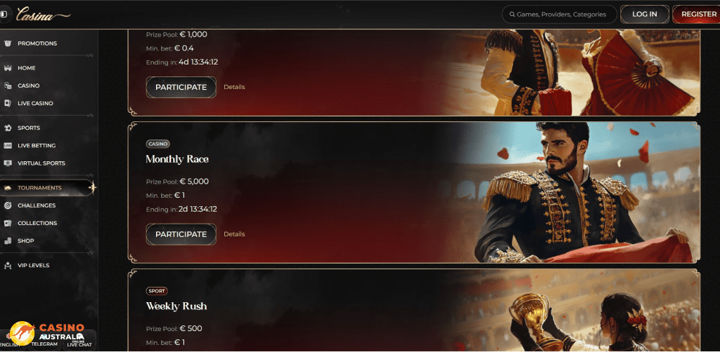 Tournaments at Casina Casino Australia
