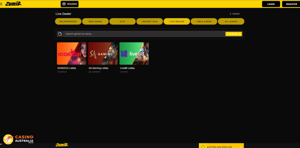 Zumibet Casino Live Games Australia