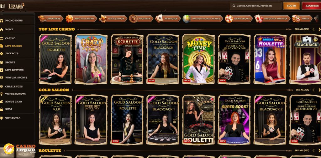 Lizaro Casino Live Games Australia