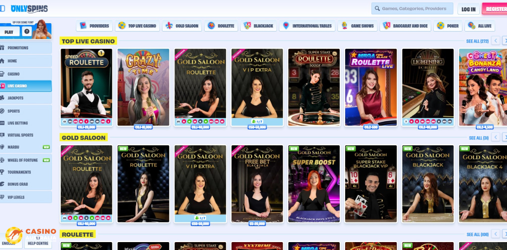 Onlyspins Casino Live Games Australia