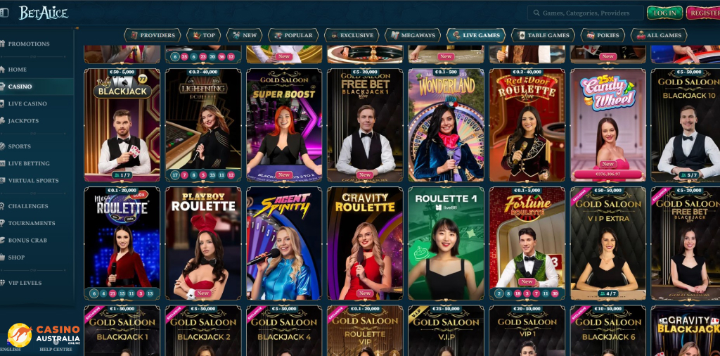 BetAlice Casino Live Games Australia