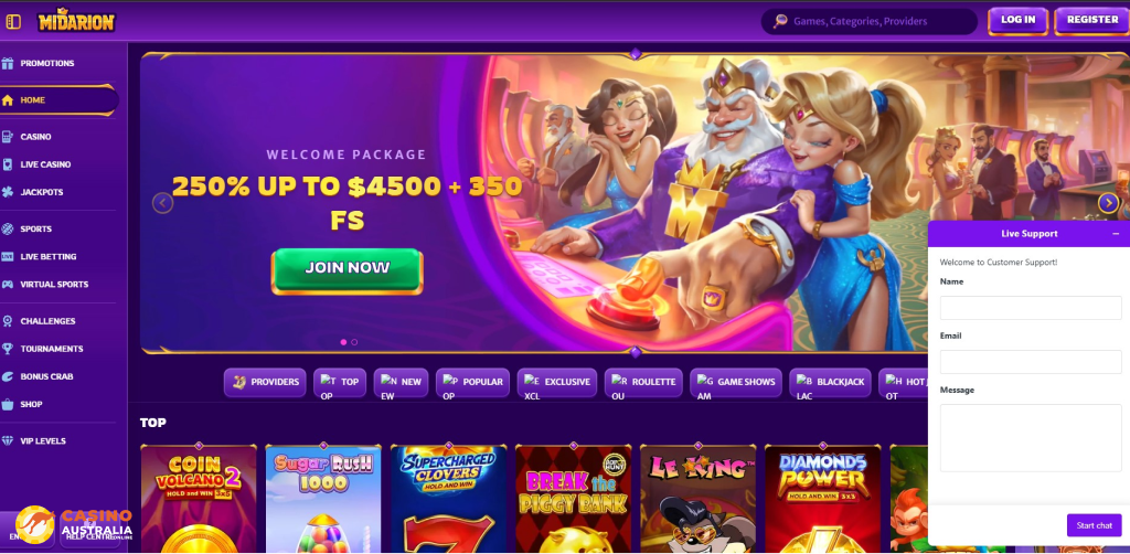 Customer Support at Midarion Casino Australia