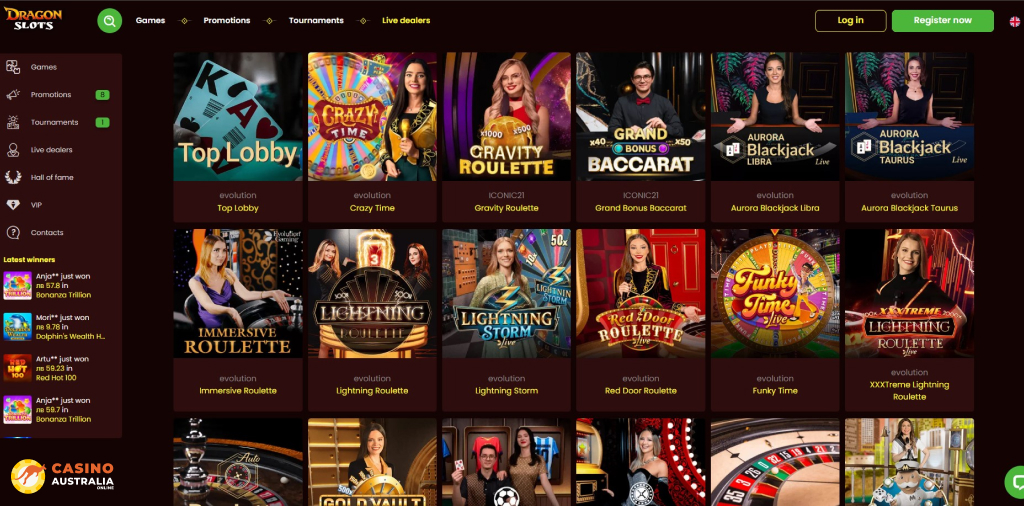 DragonSlots Casino Live Games Australia