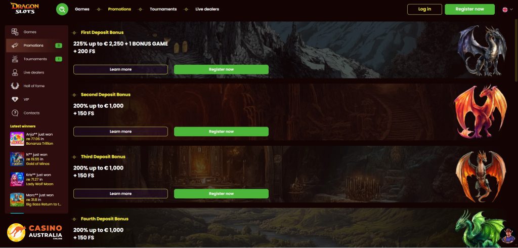 DragonSlots Casino Promotions Australia