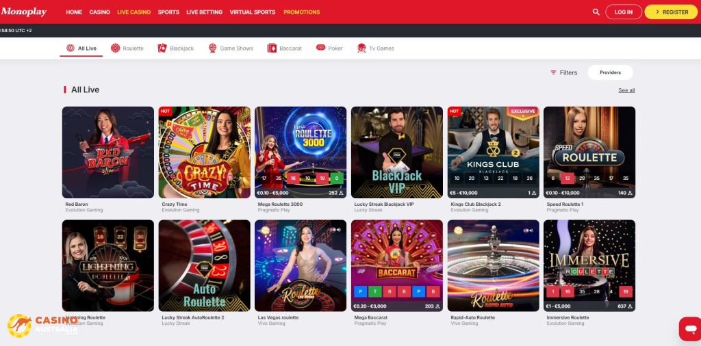 MonoPlay Casino Live Games Australia
