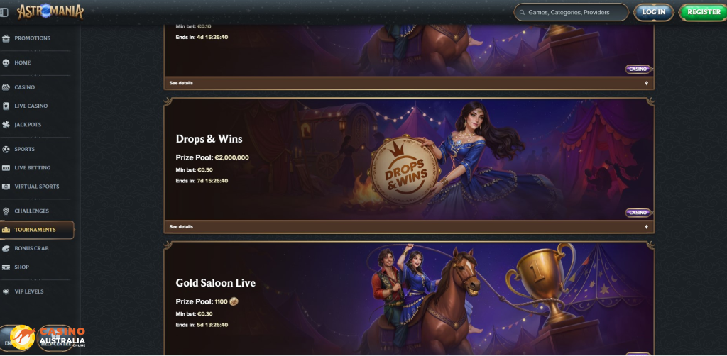 Tournaments at AstroMania Casino Australia