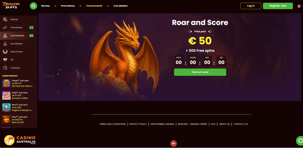 Tournaments at DragonSlots Casino Australia