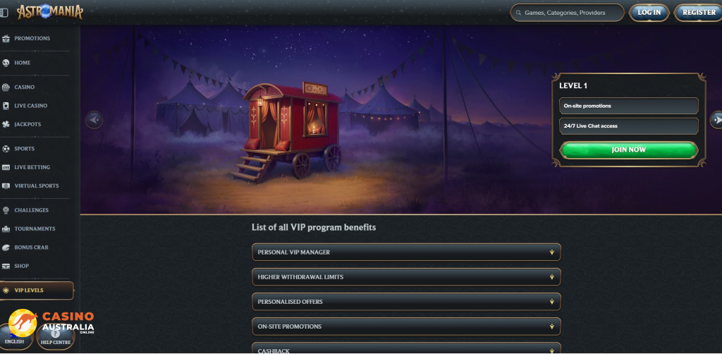 Vip Program at AstroMania Casino Australia