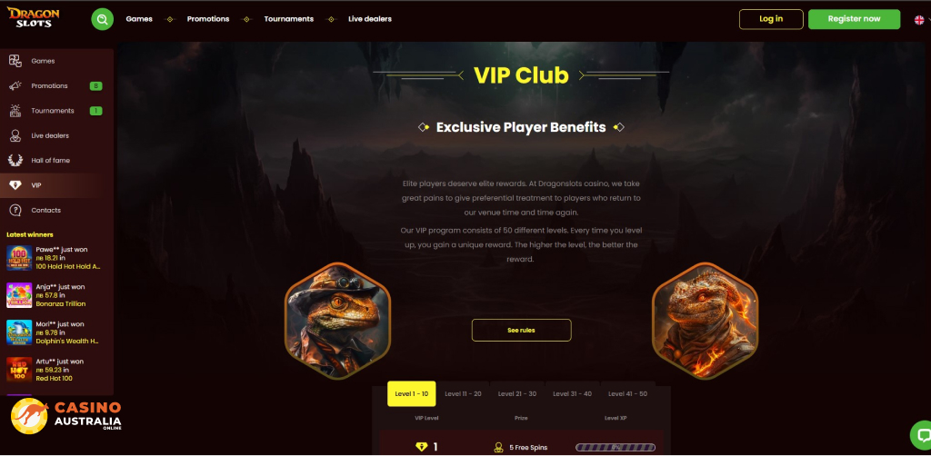 Vip Program at DragonSlots Casino Australia
