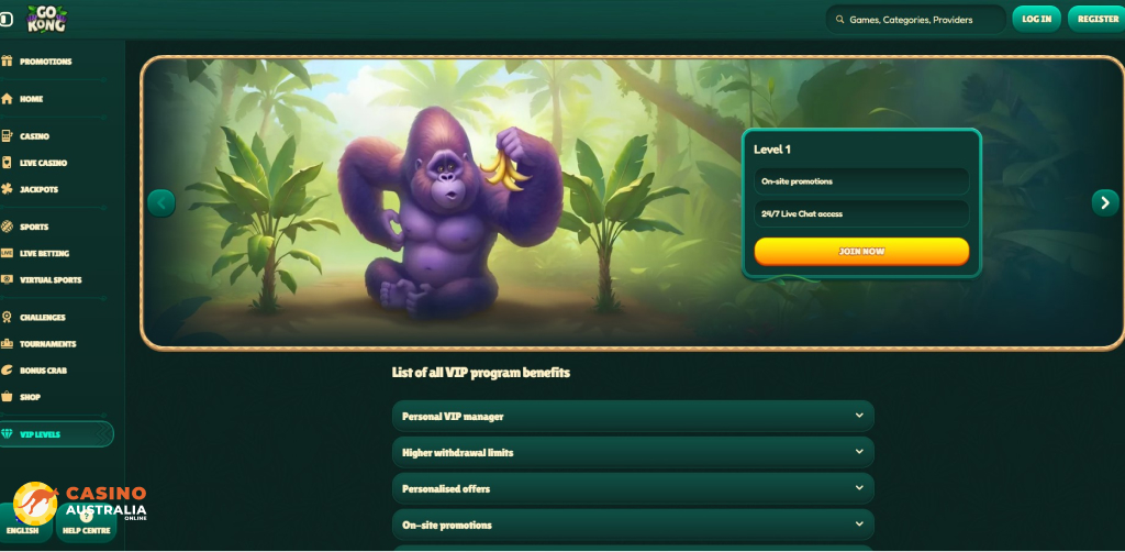 Vip Program at GoKong Casino Australia