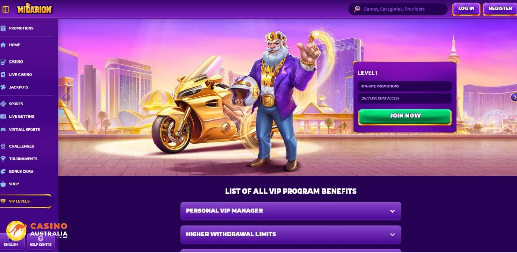 Vip Program at Midarion Casino Australia