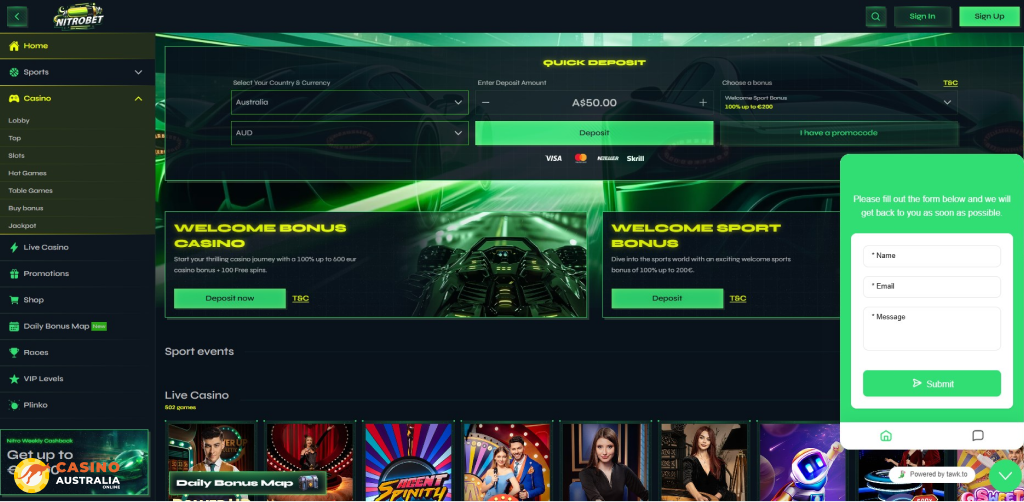 Customer Support at NitroBet Casino Australia