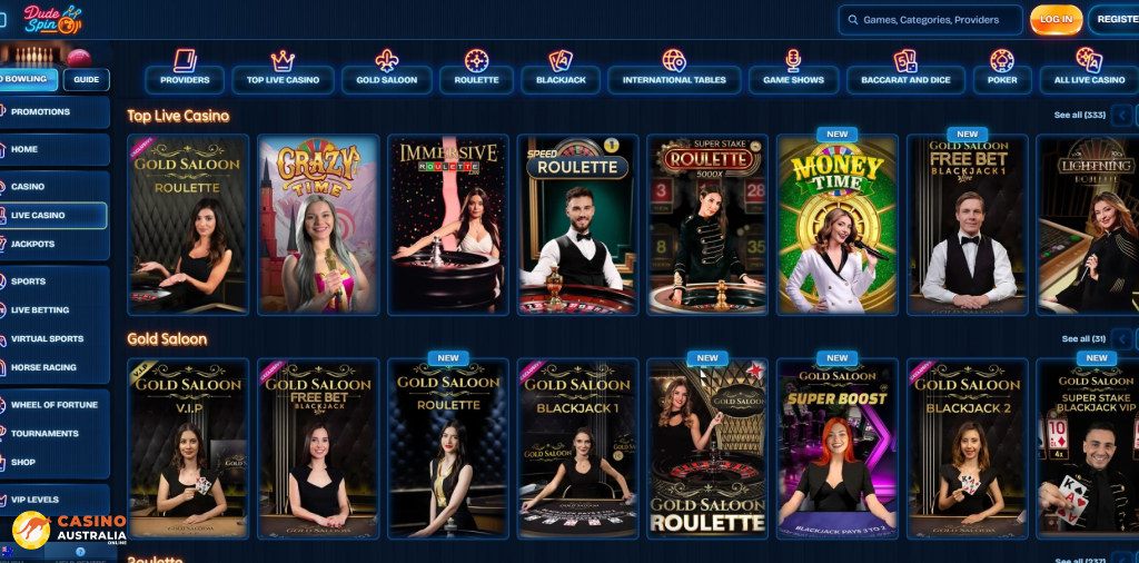 Dudespin Casino Live Games Australia