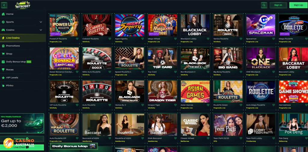 NitroBet Casino Live Games Australia
