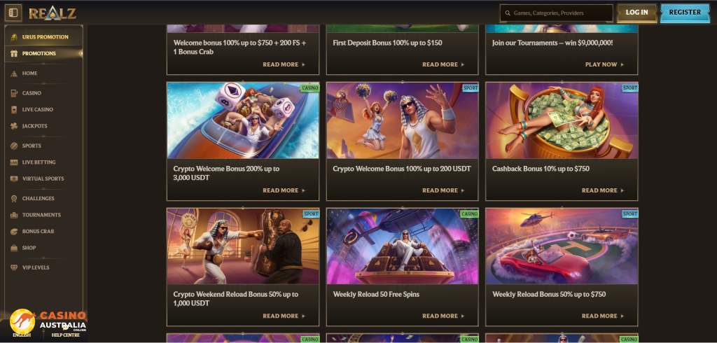 Realz Casino Promotions Australia