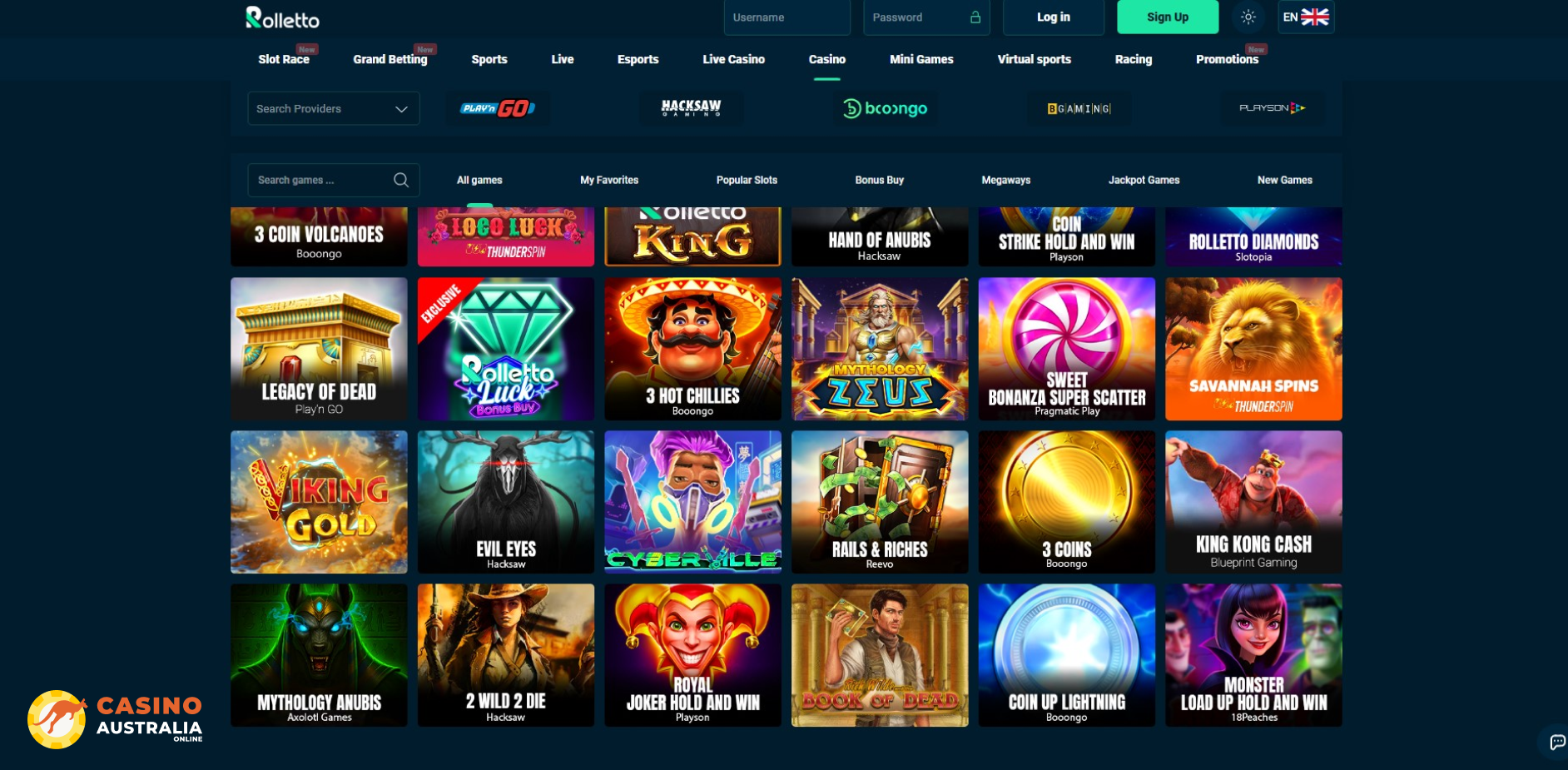 Rolletto Casino Games Australia