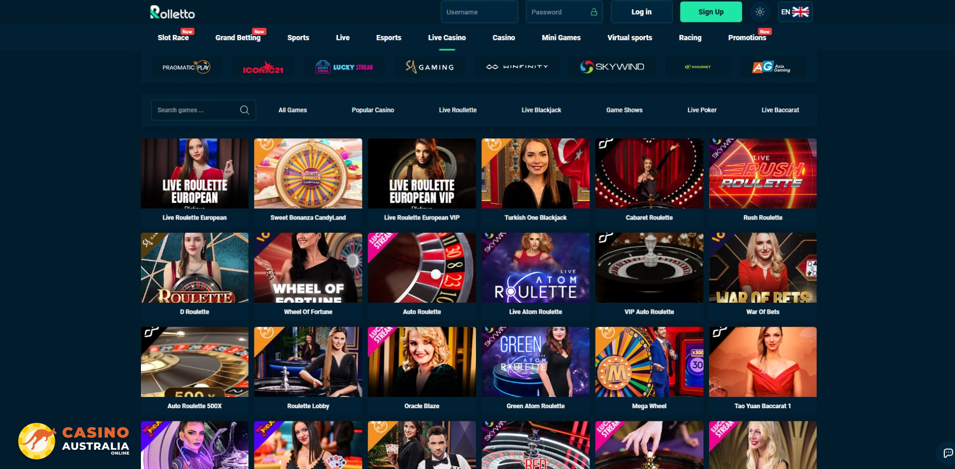 Rolletto Casino Live Games Australia