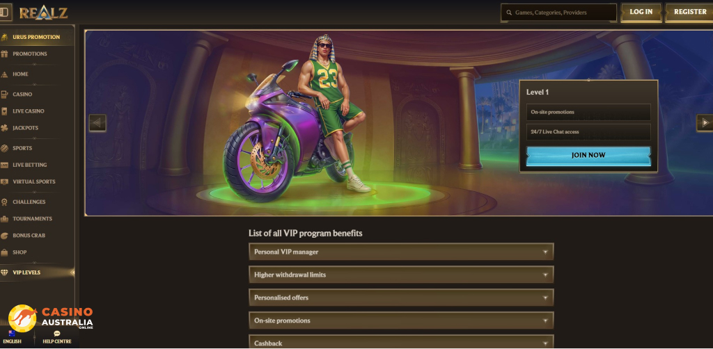 Vip Program at Realz Casino Australia