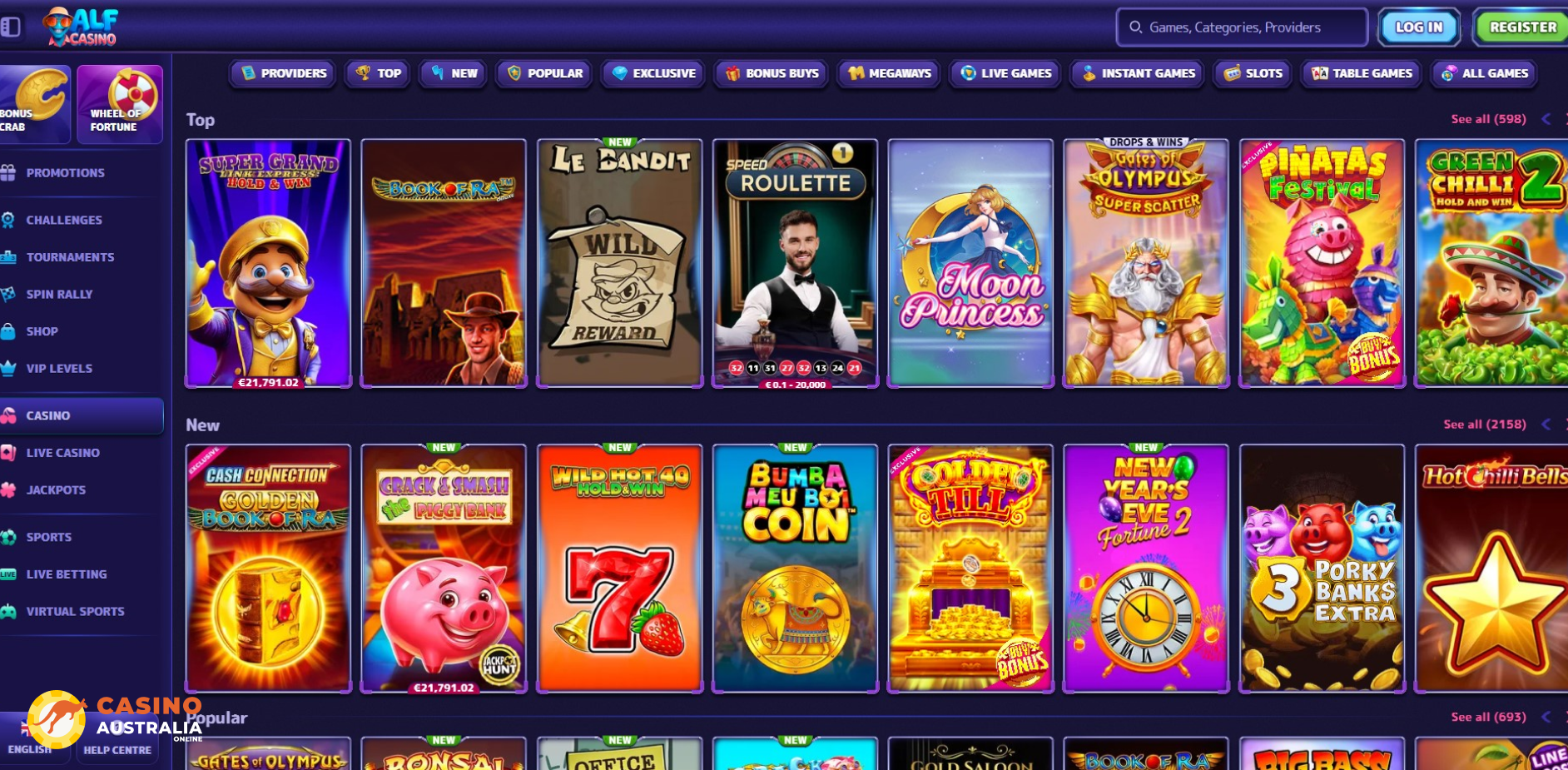 AlfCasino Games Australia