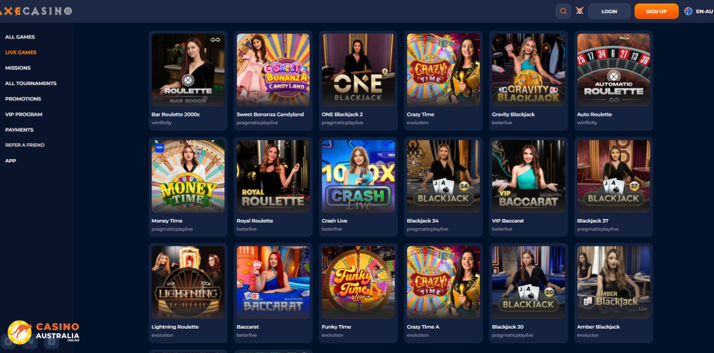 Axe Casino Live Games Australia