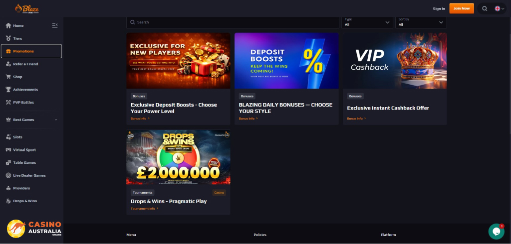 Blaze Spins Casino Promotions Australia