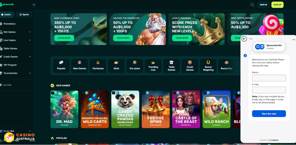 Customer Support at Spinaconda Casino Australia