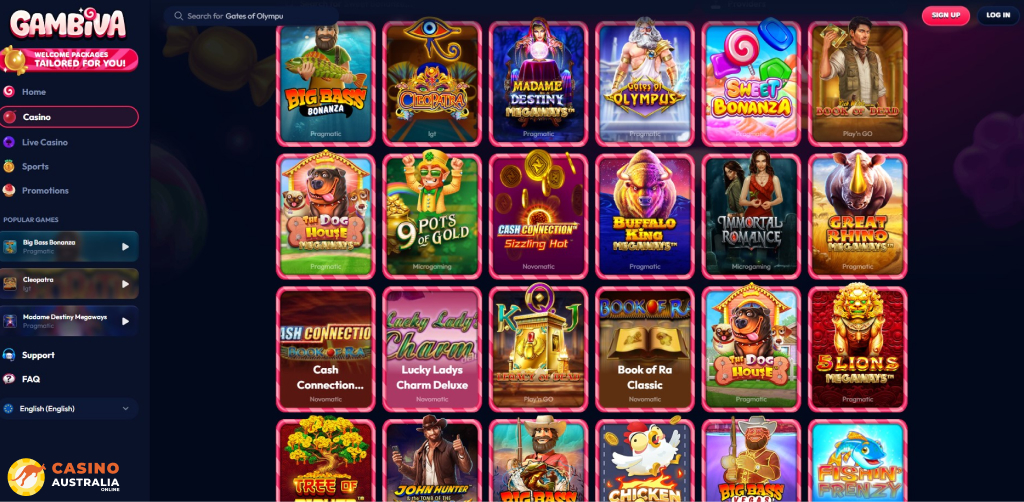 Gambiva Casino Games Australia