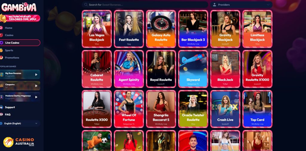 Gambiva Casino Live Games Australia