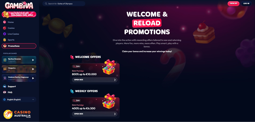 Gambiva Casino Promotions Australia