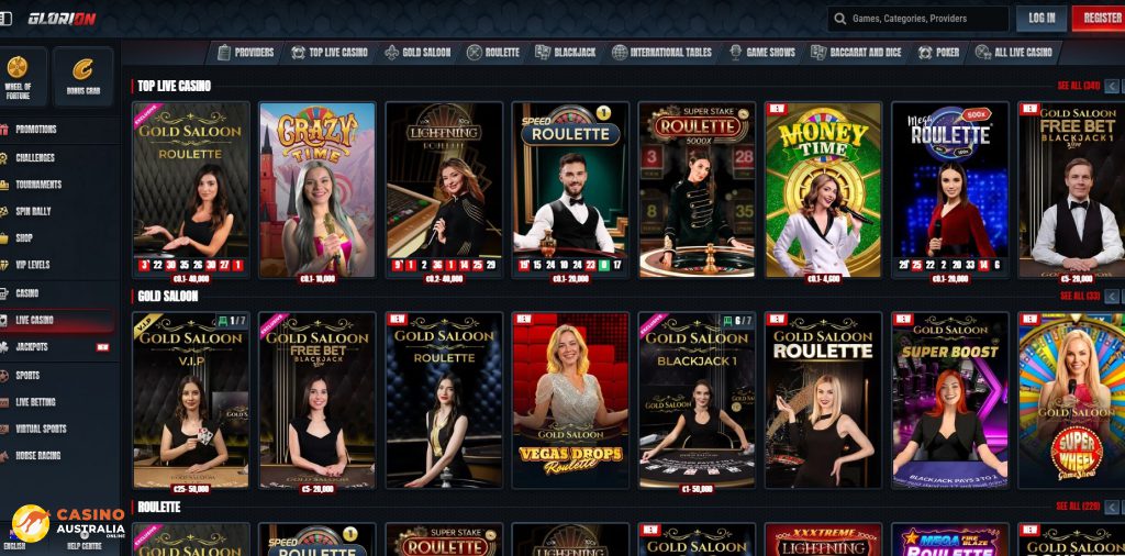 Glorion Casino Live Games Australia