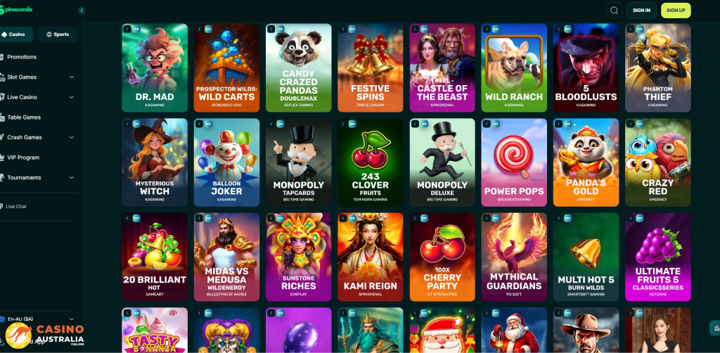 Spinaconda Casino Games Australia