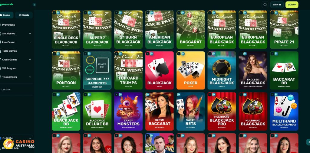 Spinaconda Casino Live Games Australia