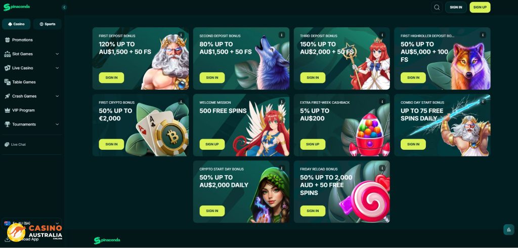 Spinaconda Casino Promotions Australia