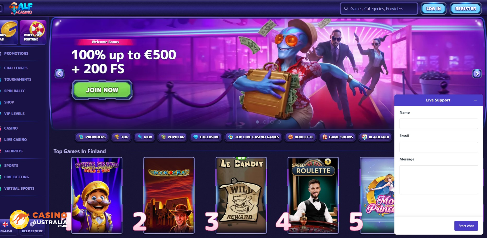 Support at AlfCasino Australia