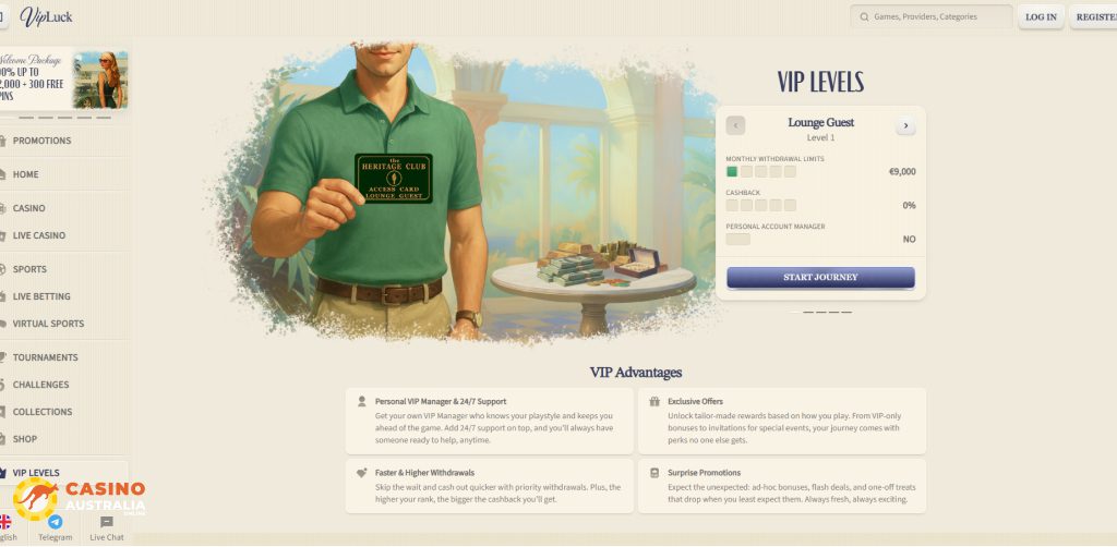 Vip Program at VipLuck Casino Australia