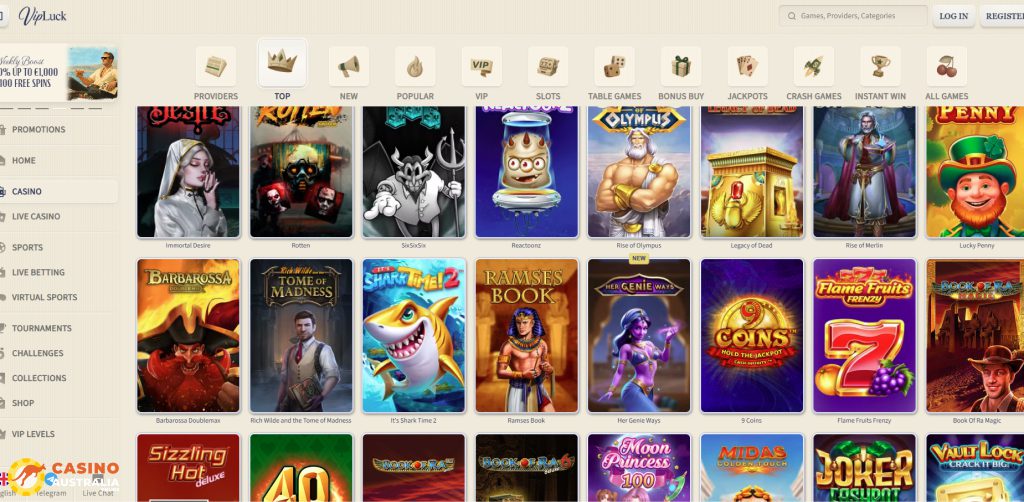 VipLuck Casino Games Australia
