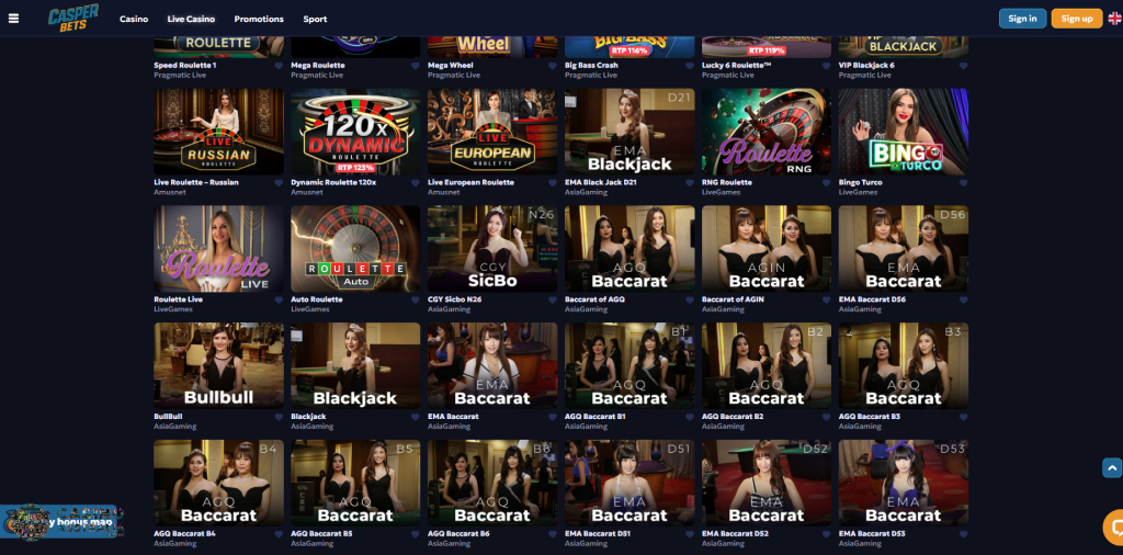 Casper Bets Casino Live Games Australia