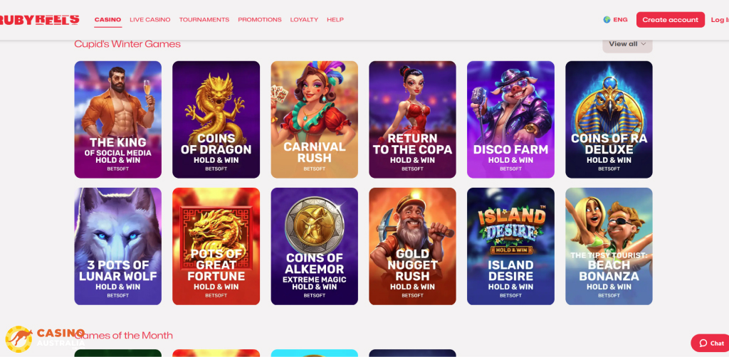 Ruby Reels Casino Games Australia
