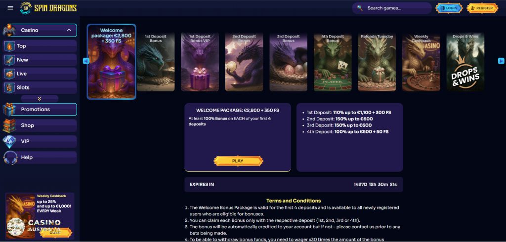 SpinDragons Casino Promotions Australia