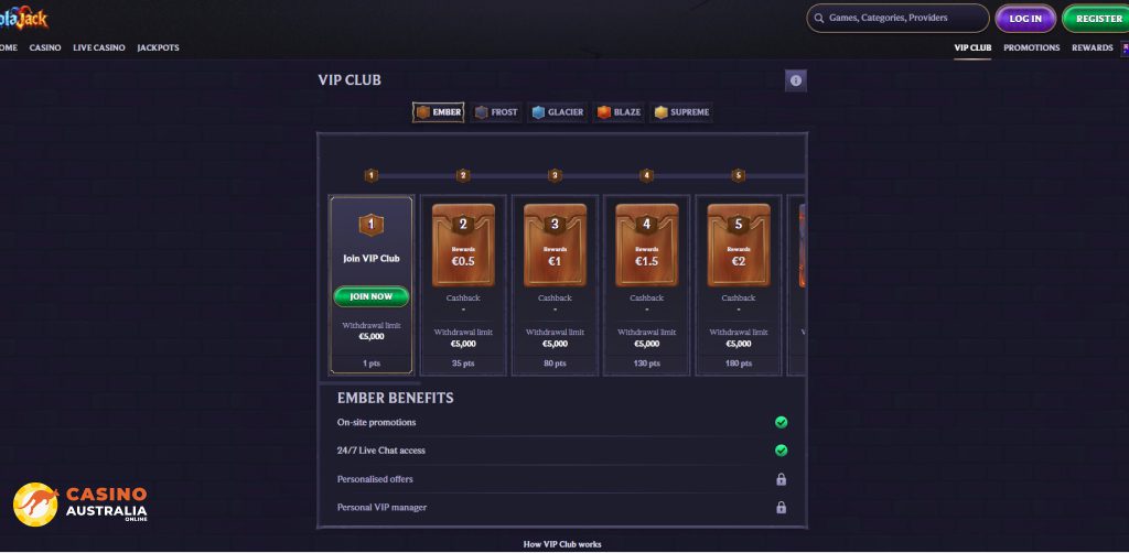 Vip Program at Lolajack Casino Australia