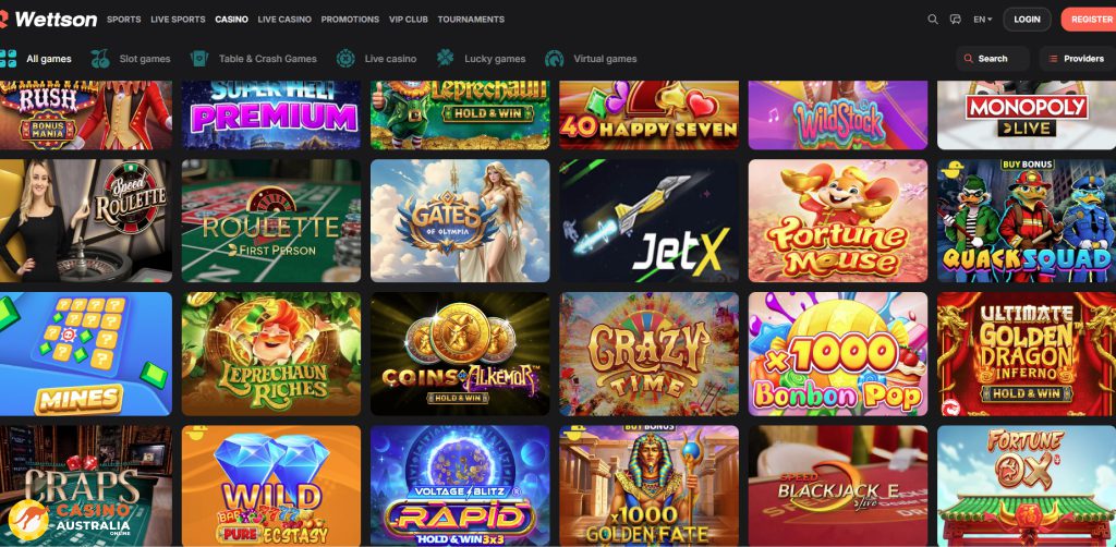 Wettson Casino Games Australia