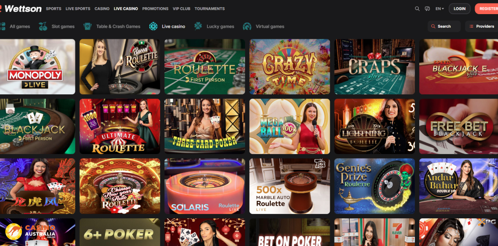 Wettson Casino Live Games Australia