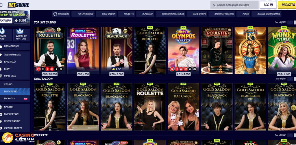 BetScore Casino Live Games Australia