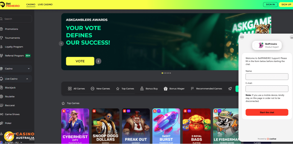 Customer Support at BetPrimeiro Casino Australia