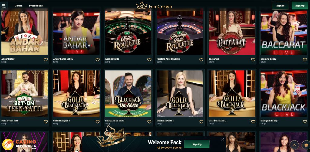 Fair Crown Casino Live Games Australia