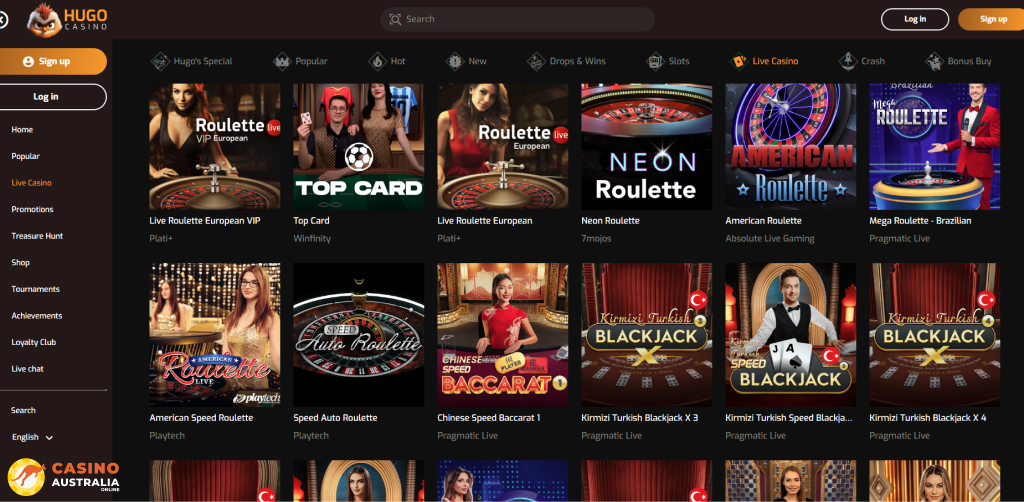 Hugo Casino Live Games Australia