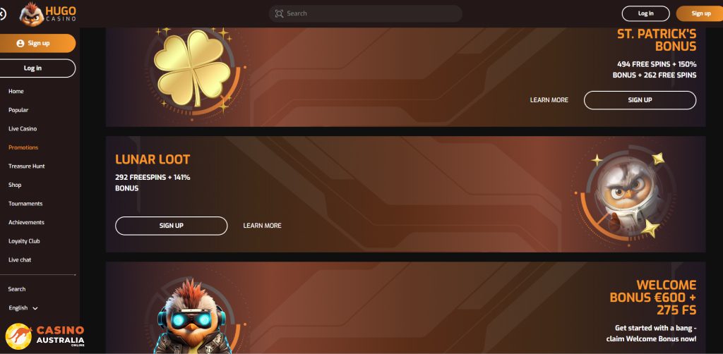 Hugo Casino Promotions Australia