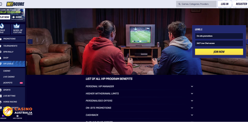 Vip Program at BetScore Casino Australia