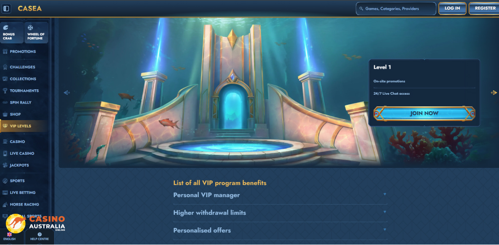 Vip Program at Casea Casino Australia