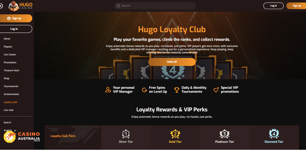Vip Program at Hugo Casino Australia